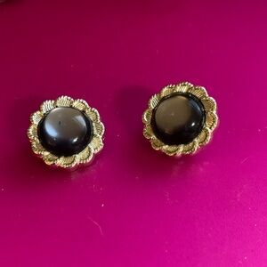 Elegant Black and Gold Earrings  clip ons